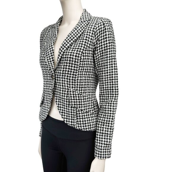 AUTRES FILLES ANTHRO Academia Houndstooth White Black One Button Soft Blazer S - Picture 3 of 8